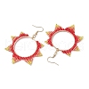 Handmade Glass Seed Beads Sun Dangle Earrings EJEW-MZ00297-4