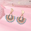Glass Twisted Bugle Beaded Dangle Stud Earrings EJEW-MZ00365-1