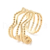 304 Stainless Steel Multi Line Wave Open Cuff Rings RJEW-D002-44G-3