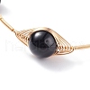 Natural Gemstone Round Beaded Bangle BJEW-JB07816-5