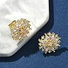 Flower Brass Micro Pave Clear Cubic Zirconia Studs Earrings EJEW-K289-11G-3