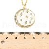 Brass Micro Pave Clear Cubic Zirconia Enamel Flat Round Moon Pendant Necklaces for Women NJEW-S449-03C-G-5