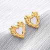304 Stainless Steel Natural White Shell Stud Earrings EJEW-Z103-06G-02-1