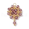 Handmade Glass Seed Beaded Flower Pendants PALLOY-MZ00492-02-1