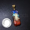 Natural & Synthetic Mixed Gemstone Rectangle Pendant Necklace DP0234-1-1