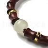 Blood Sandalwood Bamboo Joint Beaded Stretch Bracelet BJEW-B080-13C-2