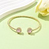 Round Brass Micro Pave Cubic Zirconia Cuff Bangles & Rings Sets for Women SJEW-R002-01G-06-3
