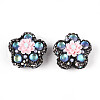 Flower Shape Polymer Clay Rhinestone Beads CLAY-U023-01H-1