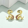 Snake Brass Micro Pave Cubic Zirconin Stud Earrings EJEW-D318-11G-1