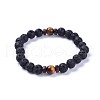 Natural Lava Rock Bead Stretch Bracelets BJEW-JB04296-2