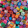 Handmade Polymer Clay Flat Round with Capital Letter Beads CLAY-CW0001-01-20