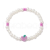 3Pcs Summer Fruit Theme ABS Plastic Imitation Round Pearl Beaded Stretch Bracelets for Women BJEW-JB11735-3
