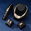 Trapezoid Alloy Pendant Necklaces & Stud Dangle Earrings & Link Bracelet & Rings Sets WGF76D9-01-2