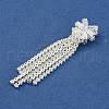 Bowknot Brass Rhinestone Tassel Big Pendants KK-I715-02S-02-2