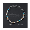 Bohemian Style Natural Shell & Synthetic Turquoise Beaded Anklets Alloy Starfish Charm Anklets for Summer Beach WG85091-01-2