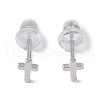 Anti-Tarnish Rhodium Plated Cross 999 Fine Silver Stud Earrings for Women EJEW-S215-23P-2
