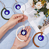 SUPERFINDINGS 4Pcs 4 Colors Handmade Woven Cotton Thread with Turkish Glass Evil Eye Wall Hanging Ornament HJEW-FH0001-63-4