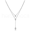 Double Layered 925 Sterling Silver Rhinestone Teardrop Pendant Necklaces ZY1998-2-1