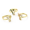 Mixed Color Enamel Initial Letter Adjustable Ring with Clear Cubic Zirconia RJEW-P045-01G-Y-1