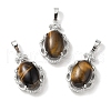 Natural Tiger Eye Oval Pendants G-NH0025-15P-10-1