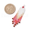 Glass Seed Beaded Tassels Pendants PALLOY-MZ00655-01-2