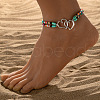 Double Heart Alloy Link Stretch Anklets WGB60B8-05-1