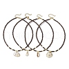 4Pcs 4 Styles Electroplated Natural Shell Pendant Necklaces NJEW-JN05221-2