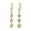 C-Shape with Stars Cubic Zirconia Dangle Stud Earrings EJEW-E167-10G-1
