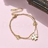 304 Stainless Steel Shell Pearl Pendant Multi-strand Bracelets BJEW-U028-01G-1