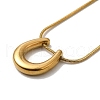 304 Stinless Steel Arch Pendant Necklaces with Round Snake Chains NJEW-H024-03G-2