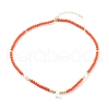 Natural Shell Initial Pendant Necklaces NJEW-JN03405-3