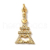 Eiffel Tower with Word Love Rack Plating Brass Micro Pave Clear Cubic Zirconia Pendants KK-K377-35G-1