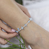Alloy & Glass Seed Beaded & Natural Aquamarine Chip Anklets WG69FBA-01-1
