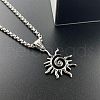 Spiral Sun Flame Pendant Punk Necklace Vintage Stainless Steel Hollow Jewelry RM8476-1