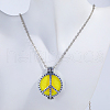 Fashionable Alloy Airplane-shaped Peace Sign Diffuser Locket Pendant Necklaces with Colorful Aromatherapy Tablets Inside GB0331-1