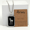 Rectangle with Twelve Constellations Pattern Alloy Pendant Necklaces WGEC014-01-1