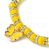 Polymer Clay Disc & Glass Beaded Stretch Bracelet BJEW-JB09649-4