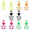 ANATTASOUL 5 Pairs 5 Colors Hollow Star Acrylic Dangle Stud Earrings for Woman EJEW-AN0004-10-1
