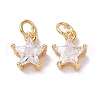 Brass Micro Pave Clear Cubic Zirconia Charms KK-G420-08G-1