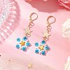Brass Glass Seed Beads Flower Leverback Earrings EJEW-MZ00426-03-1