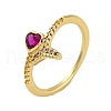 Rack Plating Brass Micro Pave Cubic Zirconia Cuff Finger Rings for Women RJEW-M028-12G-2