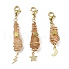Wire Wrapped Nuggets Electroplated Natural Quartz Crystal Pendant Decorations HJEW-JM03127-10-2