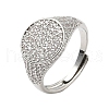Brass Micro Pave Cubic Zirconia Cuff Rings for Women RJEW-A069-13P-03-4