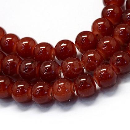 Baking Painted Imitation Jade Glass Round Bead Strands DGLA-Q021-8mm-11-1