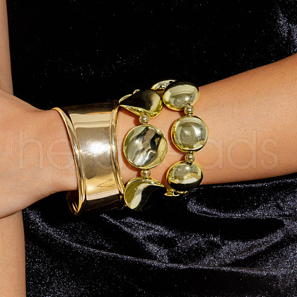 Flat Round Alloy & Iron & CCB Plastic Bangles Set FS-WGB93A7-03-1