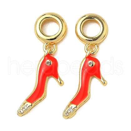 Brass Micro Pave Clear Cubic Zirconia European Dangle Charms KK-K293-52G-1