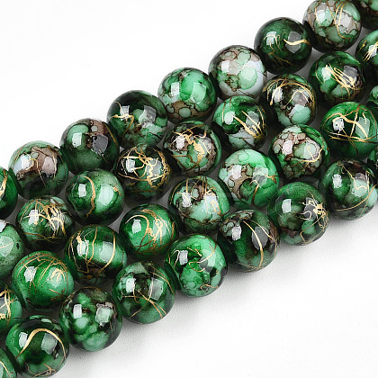 Baking Painted Glass Beads Strands DGLA-N003-10mm-B09-1