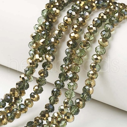 Electroplate Transparent Glass Beads Strands EGLA-A034-T6mm-O09-1