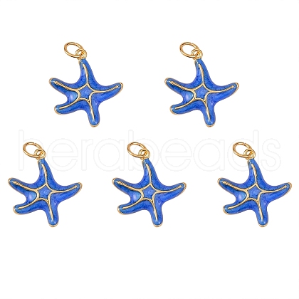 5Pcs Brass Enamel Pendants KK-SZ0004-30-1