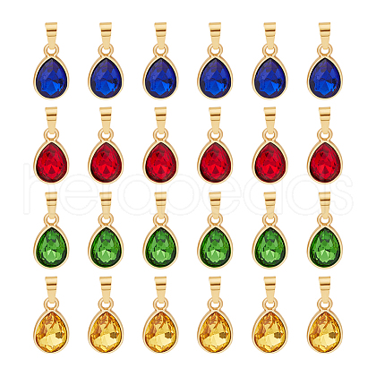 Unicraftale 24Pcs 4 Color Faceted Glass Pendant PALLOY-UN0001-19-1